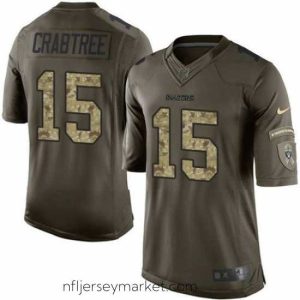 Luxurious Nike Raiders #15 Michael Crabtree Green Stitched NFL Limited Salute to Service Jersey