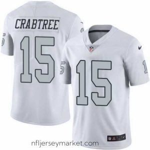 Magnificent Nike Raiders #15 Michael Crabtree White Mens Stitched NFL Limited Rush Jersey