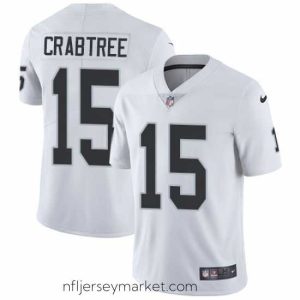 Luxurious Nike Raiders #15 Michael Crabtree White Mens Stitched NFL Vapor Untouchable Limited Jersey