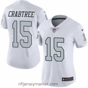 Stunning Nike Raiders #15 Michael Crabtree White Womens Stitched NFL Limited Rush Jersey