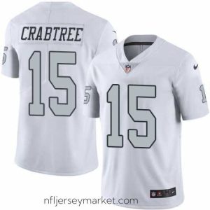 Top notch Nike Raiders #15 Michael Crabtree White Stitched NFL Limited Rush Jersey