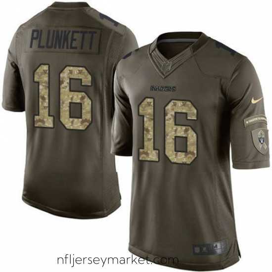 Gorgeous Nike Raiders #16 Jim Plunkett Green Stitched NFL Limited Salute to Service Jersey