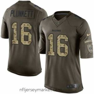Premium Nike Raiders #16 Jim Plunkett Green Stitched NFL Limited Salute to Service Jersey