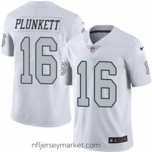 Premium Nike Raiders #16 Jim Plunkett White Mens Stitched NFL Limited Rush Jersey