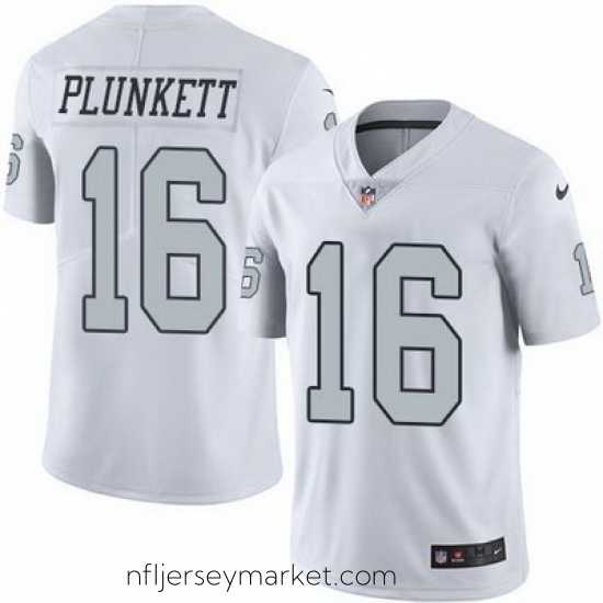 Premium Nike Raiders #16 Jim Plunkett White Mens Stitched NFL Limited Rush Jersey