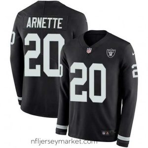 Premium Nike Raiders 20 Damon Arnette Black Team Color Stitched NFL Limited Therma Long Sleeve Jersey