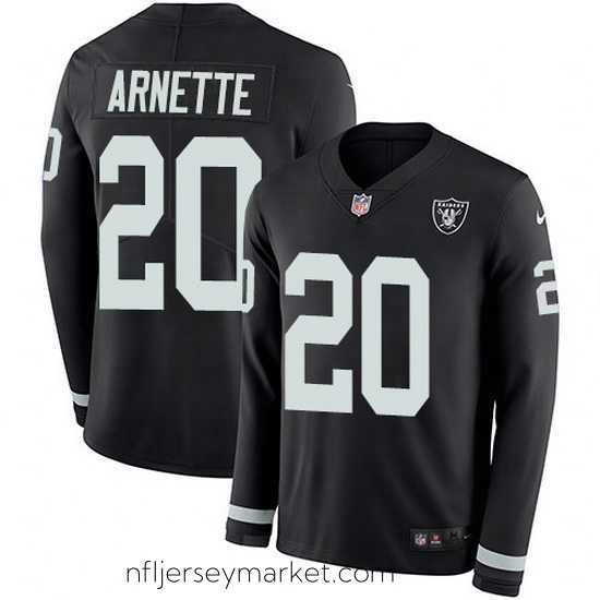 Premium Nike Raiders 20 Damon Arnette Black Team Color Stitched NFL Limited Therma Long Sleeve Jersey