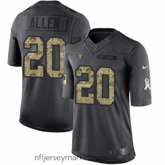 Superb Nike Raiders #20 Nate Allen Black Mens Stitched NFL Limited 2016 Salute To Service Jersey