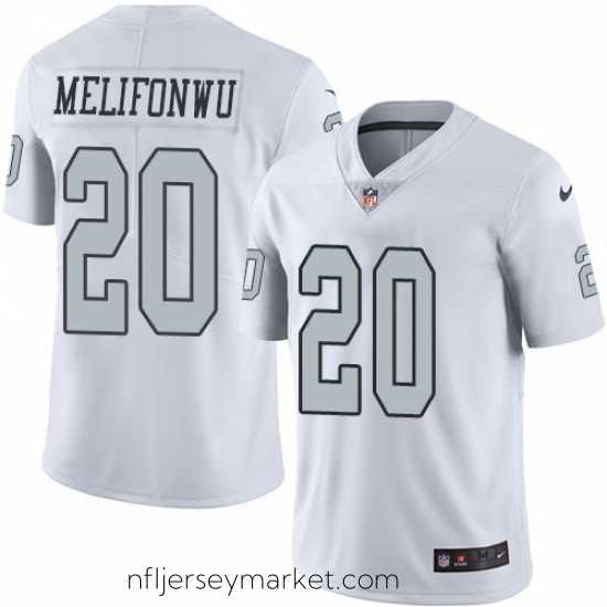 Alluring Nike Raiders #20 Obi Melifonwu White Stitched NFL Limited Rush Jersey