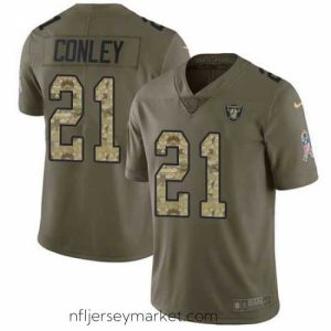 Exquisite Nike Raiders #21 Gareon Conley Olive Camo Mens Stitched NFL Limited 2017 Salute To Service Jersey