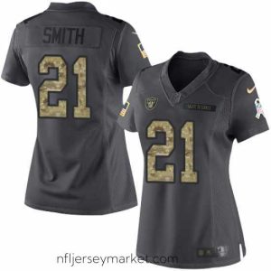 Stunning Nike Raiders #21 Sean Smith Black Womens Stitched NFL Limited 2016 Salute to Service Jersey