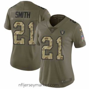 Exquisite Nike Raiders #21 Sean Smith Olive Camo Womens Stitched NFL Limited 2017 Salute to Service Jersey