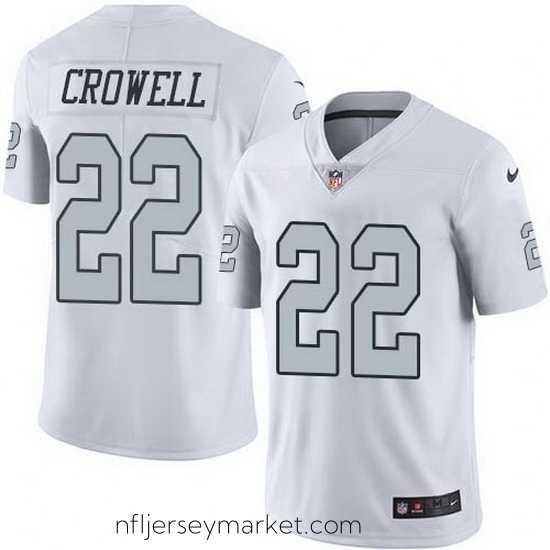 Top notch Nike Raiders 22 Isaiah Crowell White Stitched NFL Limited Rush Jersey