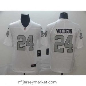 Gorgeous Nike Raiders 24 Charles Woodson White Color Rush Limited Jersey
