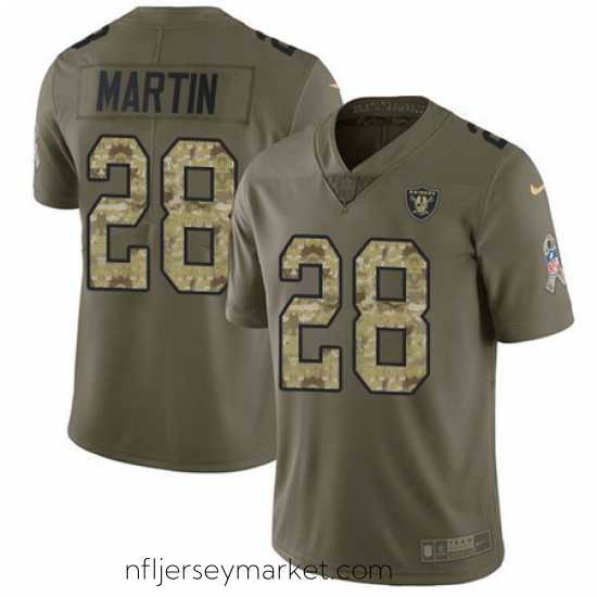 Magnificent Nike Raiders #28 Doug Martin Olive Camo Stitched NFL Limited 2017 Salute to Service Jersey