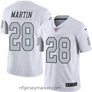 Stunning Nike Raiders #28 Doug Martin White Mens Stitched NFL Limited Rush Jersey