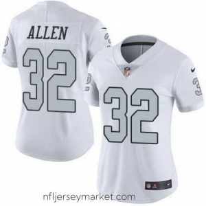 Gorgeous Nike Raiders #32 Marcus Allen White Womens Stitched NFL Limited Rush Jersey