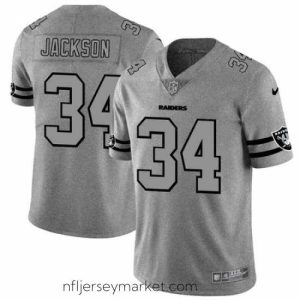 Magnificent Nike Raiders 34 Bo Jackson 2019 Gray Gridiron Gray Vapor Untouchable Limited Jersey