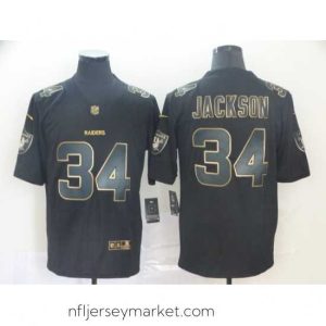 Superb Nike Raiders 34 Bo Jackson Black Gold Vapor Untouchable Limited Jersey