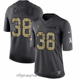 Stunning Nike Raiders #38 T J Carrie Black Mens Stitched NFL Limited 2016 Salute To Service Jersey