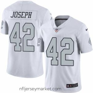 Luxurious Nike Raiders #42 Karl Joseph White Stitched NFL Limited Rush Jersey