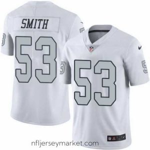 Top notch Nike Raiders #53 Malcolm Smith White Mens Stitched NFL Limited Rush Jersey