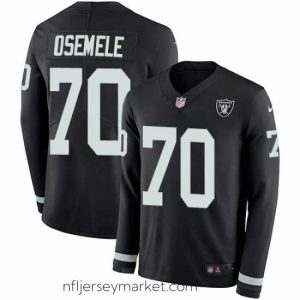 Top notch Nike Raiders #70 Kelechi Osemele Black Team Color Stitched NFL Limited Therma Long Sleeve Jersey