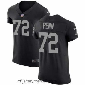 Premium Nike Raiders #72 Donald Penn Black Team Color Mens Stitched NFL Vapor Untouchable Elite Jersey