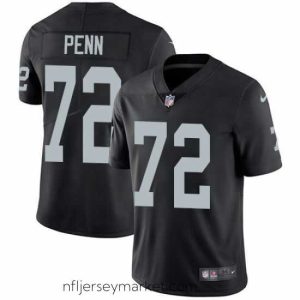 Premium Nike Raiders #72 Donald Penn Black Team Color Mens Stitched NFL Vapor Untouchable Limited Jersey