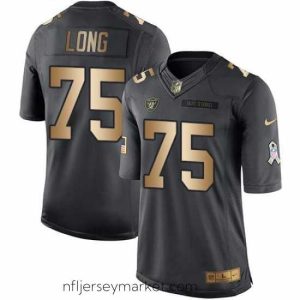 Exquisite Nike Raiders #75 Howie Long Black Stitched NFL Limited Gold Salute to Service Jersey