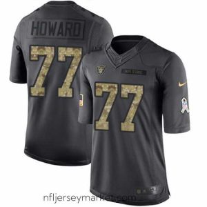 Stunning Nike Raiders #77 Austin Howard Black Mens Stitched NFL Limited 2016 Salute To Service Jersey