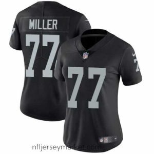 Stunning Nike Raiders #77 Kolton Miller Black Team Color Womens Stitched NFL Vapor Untouchable Limited Jersey