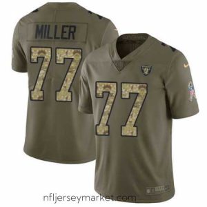 Luxurious Nike Raiders #77 Kolton Miller Olive Camo Stitched NFL Limited 2017 Salute to Service Jersey