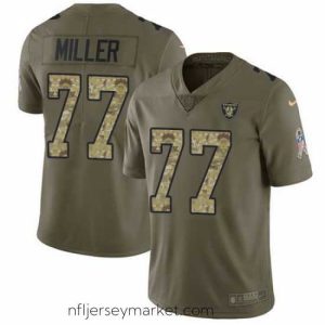 Irresistible Nike Raiders #77 Kolton Miller Olive Camo Stitched NFL Limited 2017 Salute to Service Jersey