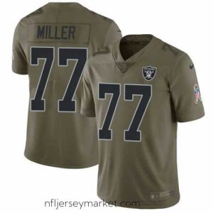 Luxurious Nike Raiders #77 Kolton Miller Olive Mens Stitched NFL Limited 2017 Salute To Service Jersey