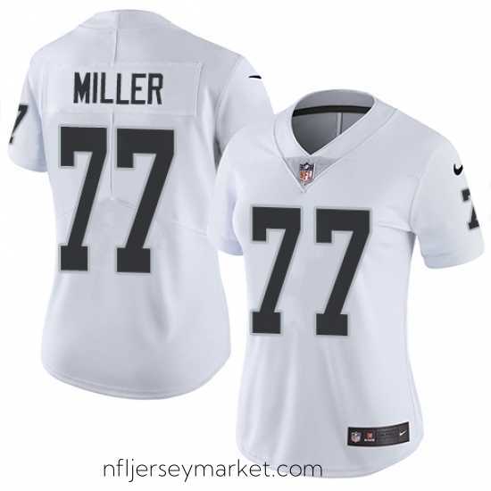 Magnificent Nike Raiders #77 Kolton Miller White Womens Stitched NFL Vapor Untouchable Limited Jersey