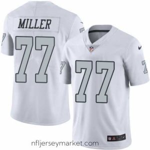 Exquisite Nike Raiders #77 Kolton Miller White Stitched NFL Limited Rush Jersey