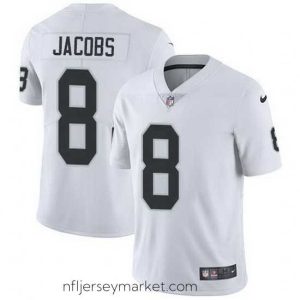 Top notch Nike Raiders 8 Josh Jacobs White Stitched NFL Vapor Untouchable Limited Jersey