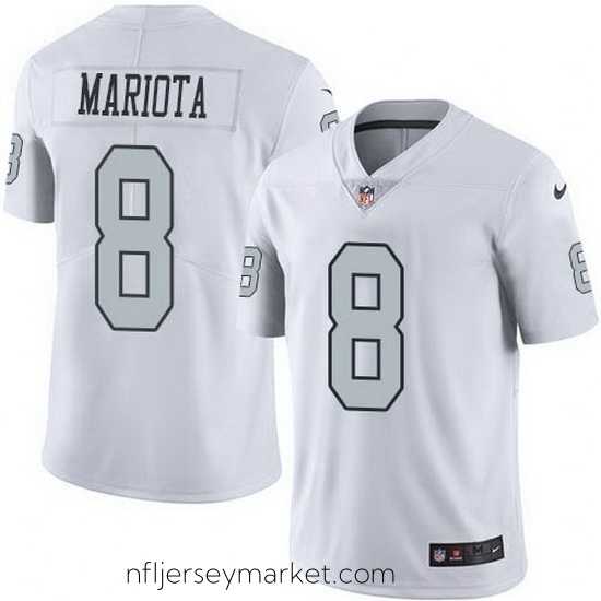Premium Nike Raiders 8 Marcus Mariota White Stitched NFL Limited Rush Jersey