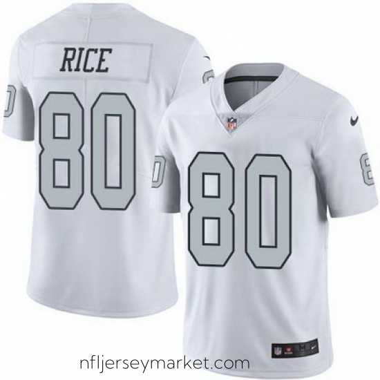 Magnificent Nike Raiders #80 Jerry Rice White Mens Stitched NFL Limited Rush Jersey