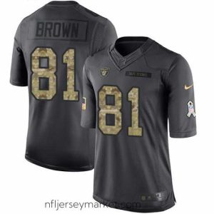 Top notch Nike Raiders #81 Tim Brown Black Mens Stitched NFL Limited 2016 Salute To Service Jersey