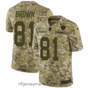 Magnificent Nike Raiders #81 Tim Brown Camo Mens Stitched NFL Limited 2018 Salute To Service Jersey