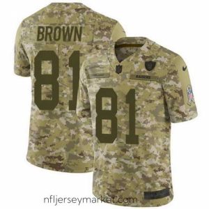 Gorgeous Nike Raiders #81 Tim Brown Camo Mens Stitched NFL Limited 2018 Salute To Service Jersey