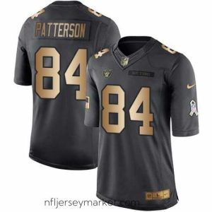 Irresistible Nike Raiders #84 Cordarrelle Patterson Black Mens Stitched NFL Limited Gold Salute To Service Jersey