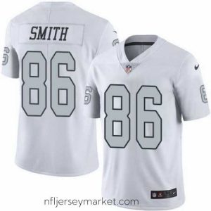 Premium Nike Raiders #86 Lee Smith White Mens Stitched NFL Limited Rush Jersey