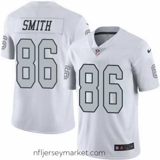 Premium Nike Raiders #86 Lee Smith White Mens Stitched NFL Limited Rush Jersey