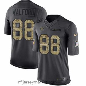 Irresistible Nike Raiders #88 Clive Walford Black Mens Stitched NFL Limited 2016 Salute To Service Jersey