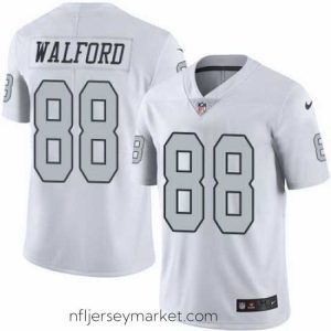 Premium Nike Raiders #88 Clive Walford White Mens Stitched NFL Limited Rush Jersey