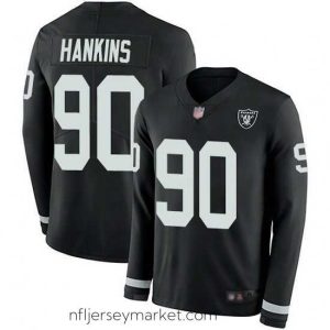 Premium Nike Raiders 90 Johnathan Hankins Black Team Color Stitched NFL Limited Therma Long Sleeve Jersey