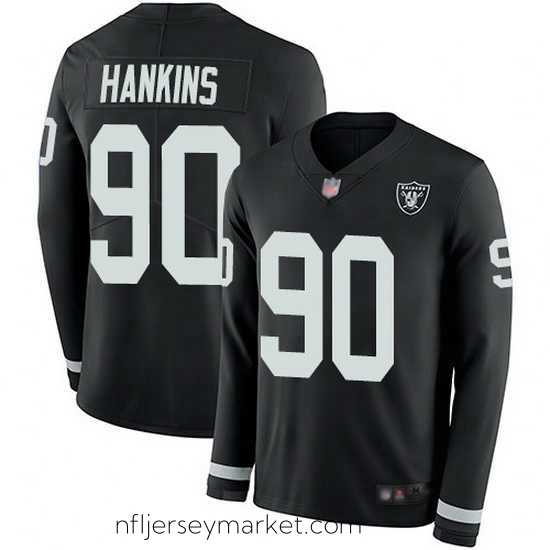 Premium Nike Raiders 90 Johnathan Hankins Black Team Color Stitched NFL Limited Therma Long Sleeve Jersey